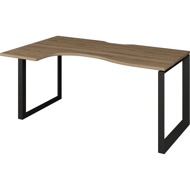 Стол эргономичный левый на металлокаркасе НТМП.О-060.ЛВ Дуб сафари/Антрацит 1600x1000x750 Аргентум-МП - Вид 1