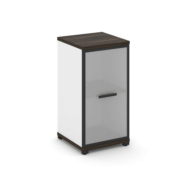 Concept Шкаф 1 узкая секция, 2 ниши CN.STU-213 RMB B Дуб Мали/Белый Бриллиант/Металл Черный/Сатин 420*420*818 - Вид 1