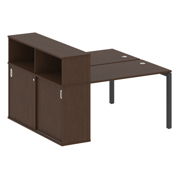 Metal System Quattro Р. ст. с шкафом-купе на П-образном м/к 50БП.РС-СШК-2.2 Т Венге/Антрацит металл 1610*1475*1098 - Вид 1