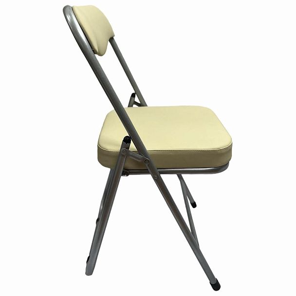 Стул складной для дома и офиса РС04К комфорт, серебристый каркас, кожзам бежевый - Вид 5