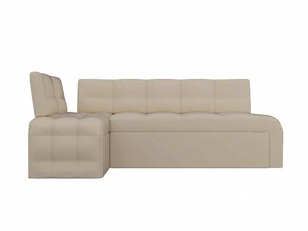 Кухонный угловой диван Люксор левый (полностью экокожа бежевая) - Вид 2