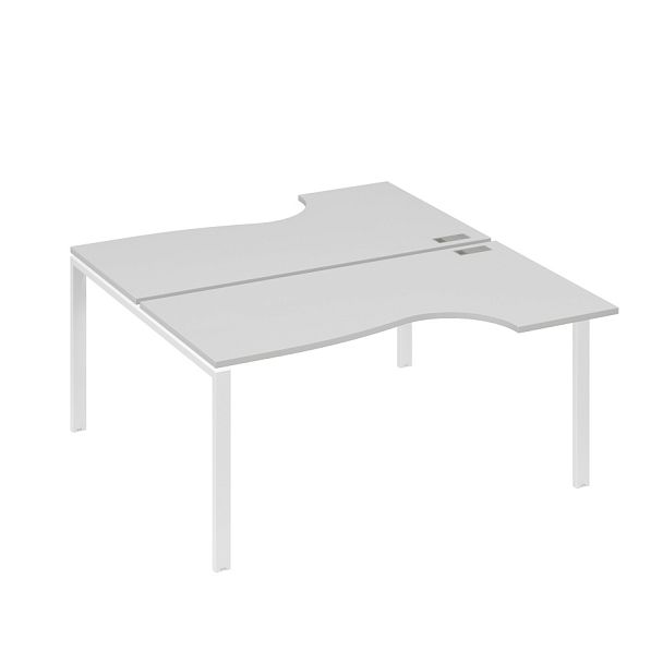 Станция на каркасе UNO (2х160) столы Классика A4 А4 Б1 185 БП серый / металлокаркас белый - Вид 1