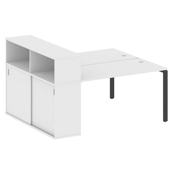 Metal System Р. ст. с шкафом-купе на П-образном м/к БП.РС-СШК-2.3 Т Белый/Антрацит металл 1810*1475*1098 - Вид 1