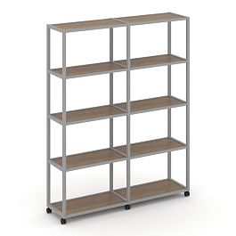 Shelf Mobile Стеллаж 5 уровней 2 секции VR.LT-STK-511.10 Дуб Аризона/Металл Серый 1970*400*2000 - Фото предпросмотра