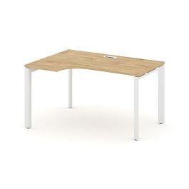 Style Project Next Стол рабочий эргономичный SN-59P.SPA-001(L) Тиквуд Светлый/Металл Белый/Белый Заглушка 1380*600/980*750 - Фото предпросмотра