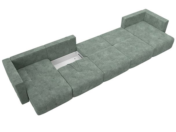 Диван П-образный Лига-052 НПБ МегаЛонг Велюр зеленый - Вид 9