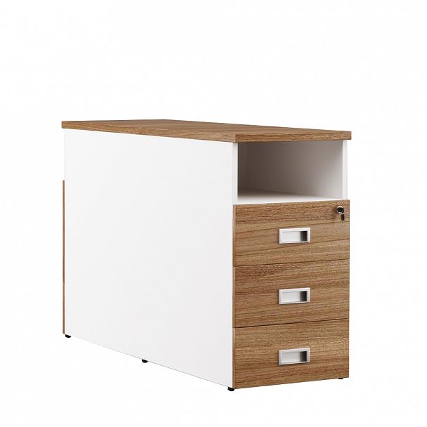 Тумба приставная для сдвоенной столешницы, 3 ящика Tess Wood 42x123x75 орех - Вид 1