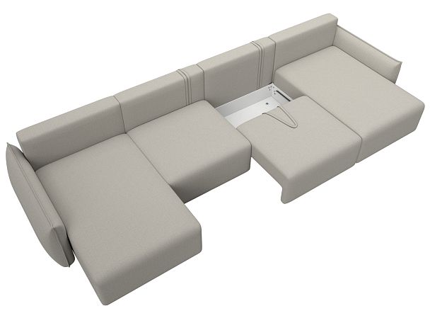 Диван П-образный Лига-051 НПБ Лонг Рогожка бежевый - Вид 7