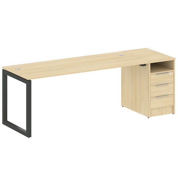 Metal System Quattro Р. ст. с тумбой на О-образном м/к 50БО.РС-СТП-1.5 Акация/Антрацит металл 2212*720*750 - Вид 1