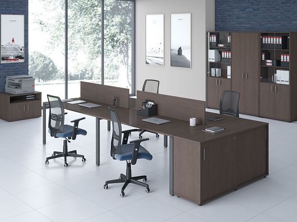 Стол для переговоров Trend Metal 120x123,6x75 тёмный дуб - Вид 15