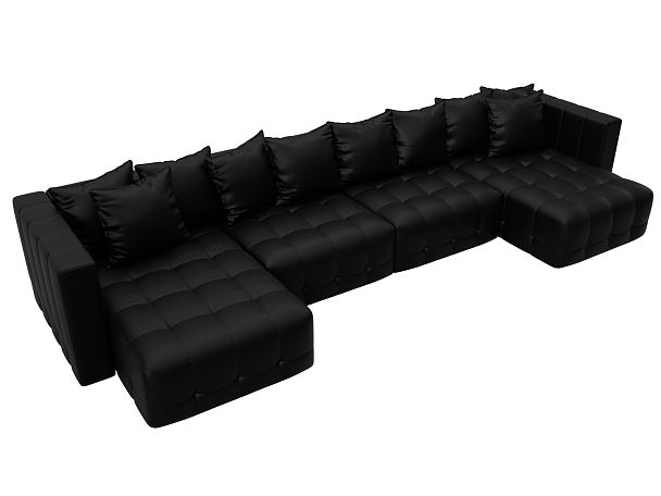 Диван П-образный Лига-052 НПБ Лонг Экокожа черный - Вид 6