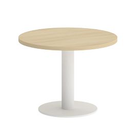 Home Office Стол журнальный круглый VR.SP-5-60.1G Акация/Белый металл 600*600*450 - Фото предпросмотра