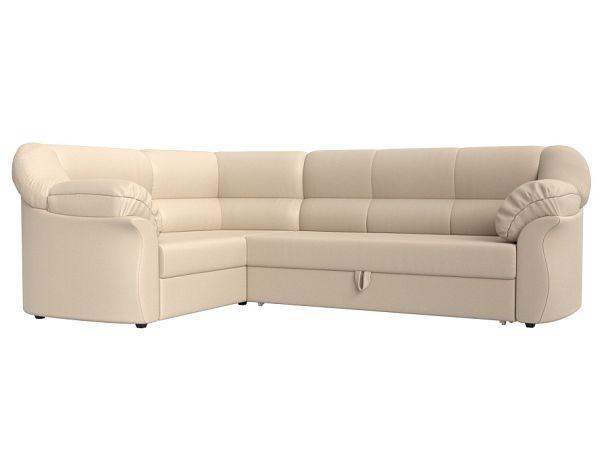 Диван угловой Карнелла левый (полностью экокожа бежевая) - Вид 1