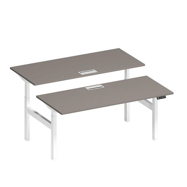 Рабочая станция на электроприводе с заглушками Elevo А2 БГ 104 МП мокко премиум / белый гладкий - Вид 1