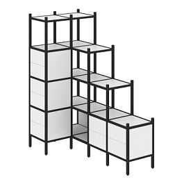 Loft Угловой внутренний стеллаж наборный VR.L-42 Белый бриллиант/Чёрный металл 862*1694*1869 - Фото предпросмотра