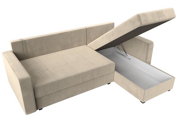Диван угловой Ливерпуль Лайт правый угол Микровельвет бежевый - Вид 9