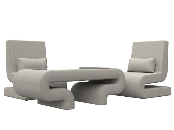 Набор Волна-3 (стол, 2 кресла) Рогожка бежевый - Вид 1