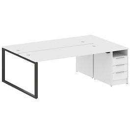 Metal System Р. ст. с тумбой на О-образном м/к БО.РС-СТП-2.5 Белый/Антрацит металл 2212*1475*750 - Фото предпросмотра