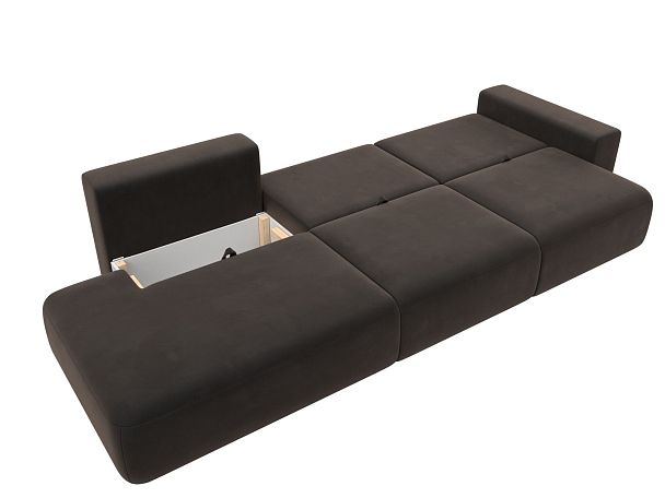 Диван прямой Лига-036 Модерн Лонг подлокотник справа Велюр коричневый - Вид 9