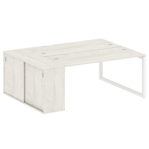 Metal System Quattro Р. ст. с шкафом-купе на О-образном м/к 50БО.РС-СШК-1.4 Т Дуб наварра/Белый металл 2010*1475*750 - Вид 1