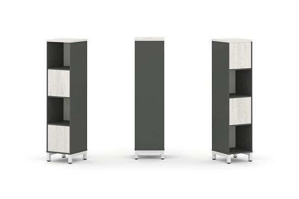 Стайл Проджект Набор стеллажа 2-х сторон., 4 яр. SN.NSD-411 Антрацит/Дуб Наварра/Металл Белый 387*40 - Вид 1