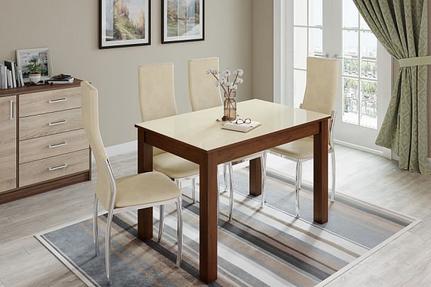 Стол обеденный нераскладной Норман (1200х800) орех шоколадный/лакобель ваниль - Вид 1