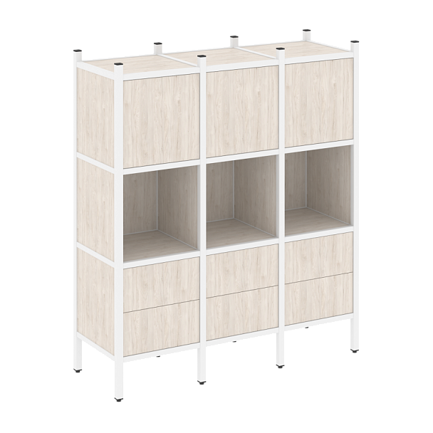 Loft Прямой стеллаж наборный VR.L-08 Денвер светлый/Белый металл 1278*446*1458 - Вид 1