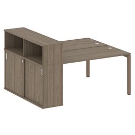 Metal System Quattro Р. ст. с шкафом-купе на П-образном м/к 50БП.РС-СШК-2.3 Т Вяз/Мокко металл 1810*1475*1098 - Фото предпросмотра