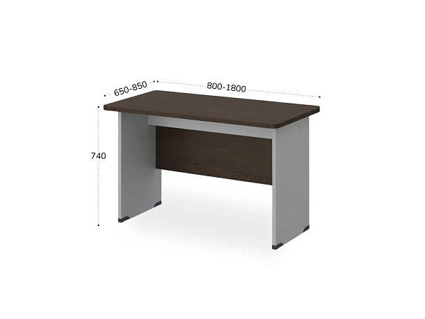 БЕРЛИН / BERLIN Стол прямой с вогнутой столешницей 650 мм 1800х650х740 Венге/Серый - Вид 3