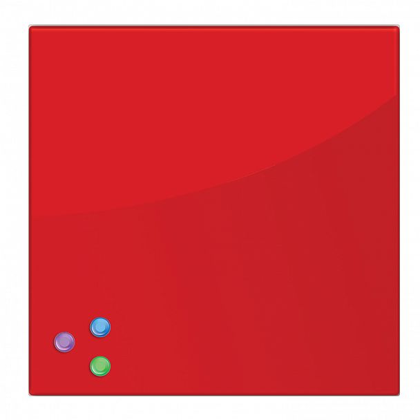 Доска магнитно-маркерная стеклянная 45х45 см, 3 магнита, КРАСНАЯ, BRAUBERG, 236737 - Вид 3