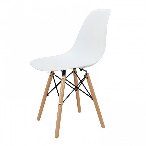 Стулья BRABIX "Eames CF-010", КОМПЛЕКТ 4 шт., пластик белый, опоры дерево/металл, 532630, 2033A - Вид 3