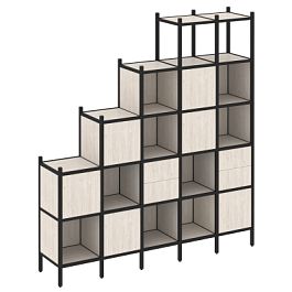 Loft Прямой стеллаж наборный VR.L-25 Денвер светлый/Чёрный металл 2110*446*2280 - Фото предпросмотра