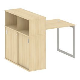 Metal System Quattro Стол письменный с шкафом-купе на О-образном м/к 40БО.РС-СШК-3.1 Т Акация/Серый металл 1410*1120*1098 - Фото предпросмотра