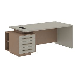 Стол руководителя с тумбой VCT 2090(L) Аметист/Бронза браш/Кобра 2000х900х750 VELION - Фото предпросмотра