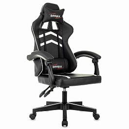 Кресло компьютерное BRABIX "Shooter GM-123", 2 подушки, экокожа, черное/белое, 533191 - Фото предпросмотра