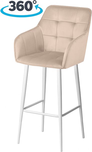 Барное поворотное кресло Мони К, Confetti cream/белый - Вид 1