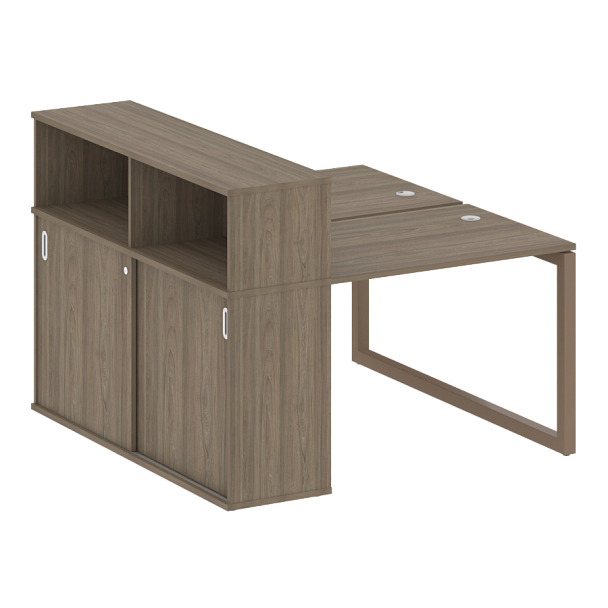 Metal System Quattro Р. ст. с шкафом-купе на О-образном м/к 50БО.РС-СШК-2.1 Т Вяз/Мокко металл 1410*1475*1098 - Вид 1