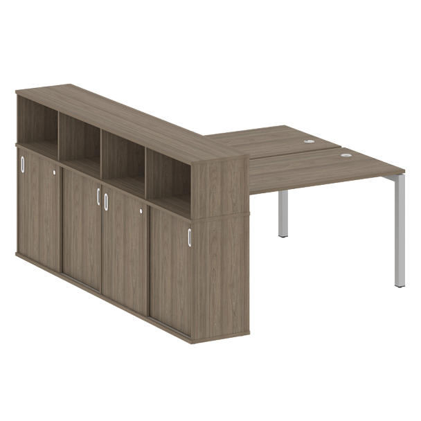 Metal System Quattro Р. ст. с шкафом-купе на П-образном м/к 50БП.РС-СШК-4.3 Т Вяз/Серый металл 1810*2332*1098 - Вид 1