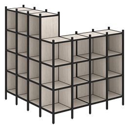 Loft Угловой внешний стеллаж наборный VR.L-60 Денвер светлый/Чёрный металл 1694*1694*1869 - Фото предпросмотра