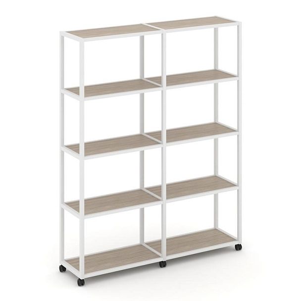 Shelf Mobile Стеллаж 5 уровней 2 секции VR.LT-STK-511.12 Дуб Аттик/Металл Белый 2370*400*2000 - Вид 1