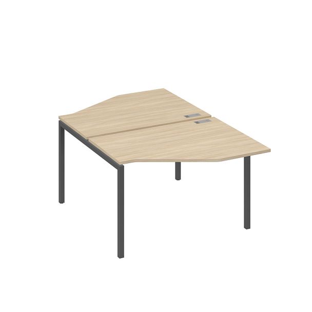 Рабочая станция каркас DUE (2х120) с эргономичными столами Техно A4 А4 Б2 186 БП дуб скандинавский / металлокаркас антрацит - Вид 1