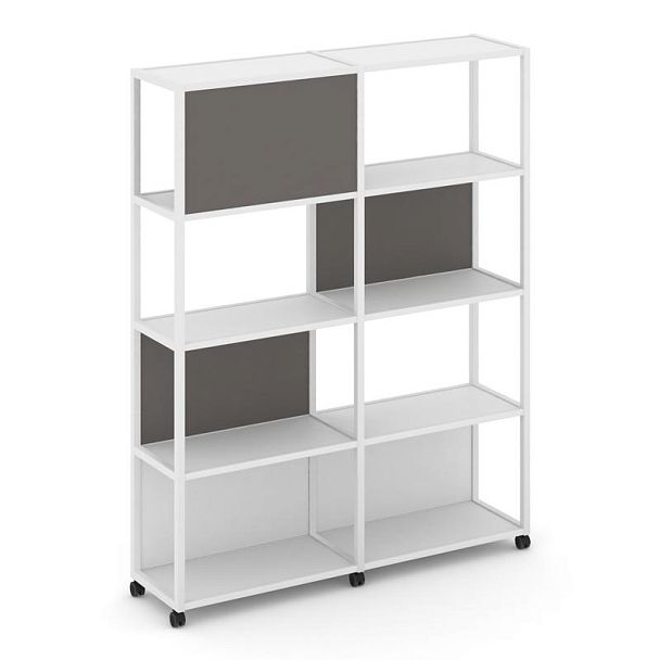 Shelf Mobile Стеллаж 5 уровней 2 секции VR.LT-STK-514.12 Белый Бриллиант/Металл Белый/W-26 2370*400*2000 - Вид 1