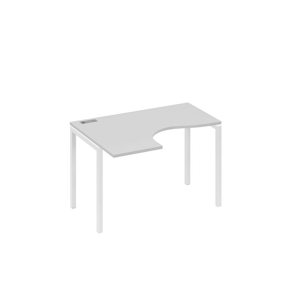 Стол эргономичный левый "Классика" на металлокаркасе DUE A4 А4 Б2 031 БП серый / металлокаркас белый - Вид 1
