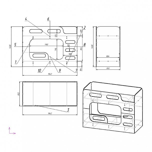 Двухъярусная кровать "Дельта-Макс" Розовый - Вид 2
