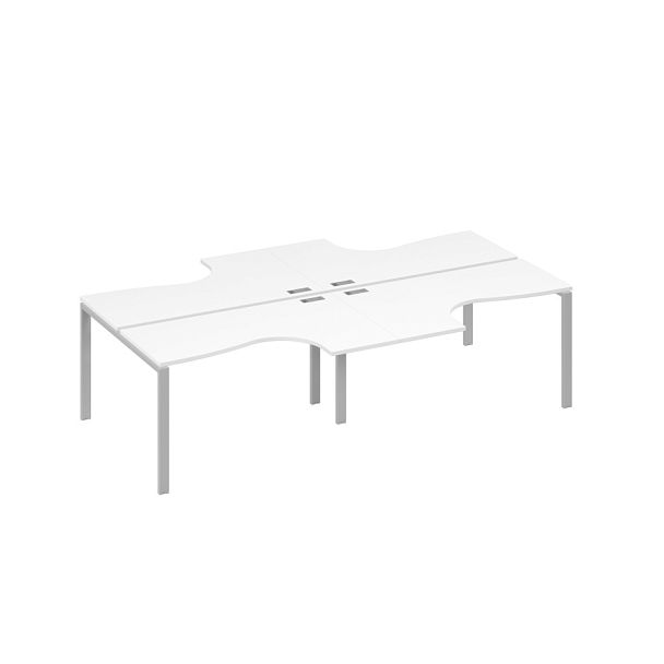 Рабочая станция столы эргономичные (4х140) Классика каркас UNO A4 А4 Б1 181-2 БП белый премиум / металлокаркас серый - Вид 1