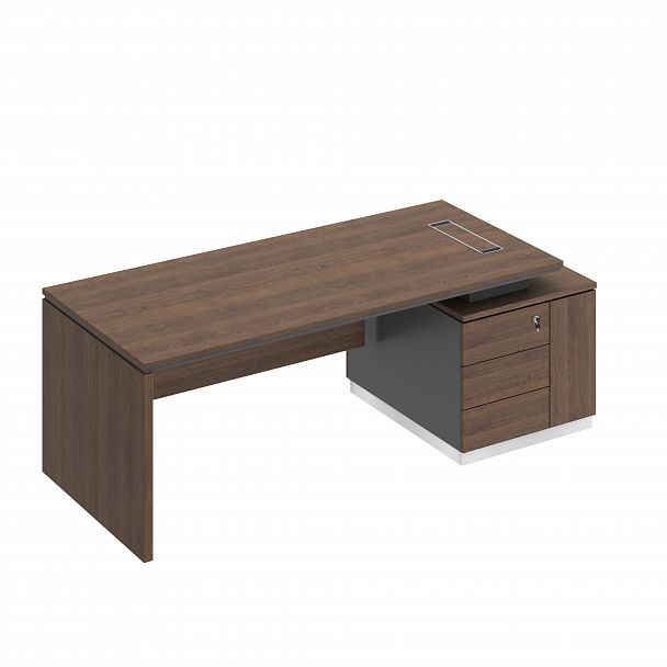 Стол руководителя (опора ДСП) на опорной тумбе (левый/правый) "City" СИ 112 дуб гладстоун/антрацит премиум/дуб гладстоун - Вид 1