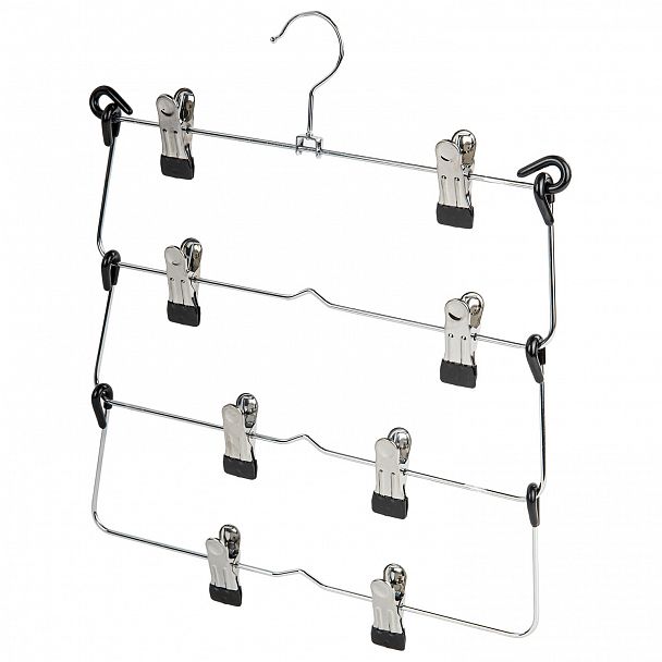 Вешалка-плечики качели, 4 секции, металлическая, с клипсами для юбок и брюк, BRABIX, 607472 - Вид 4