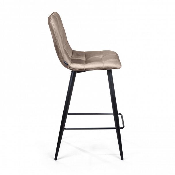 Стул полубарный UNO, бархат пепельно-бежевый 25 / чёрный конус - Вид 4