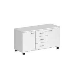 Тумба сервисная Sigma с 3 ящ. 1204х460х619, с замком, 2 фасадами / корпус: белый; фасады: белый - Фото предпросмотра