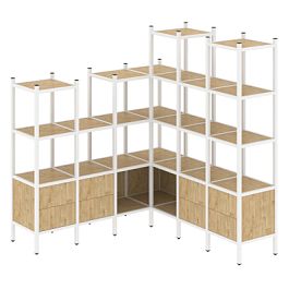 Loft Угловой внутренний стеллаж наборный VR.L-41 Тиквуд светлый/Белый металл 1694*1694*1869 - Фото предпросмотра